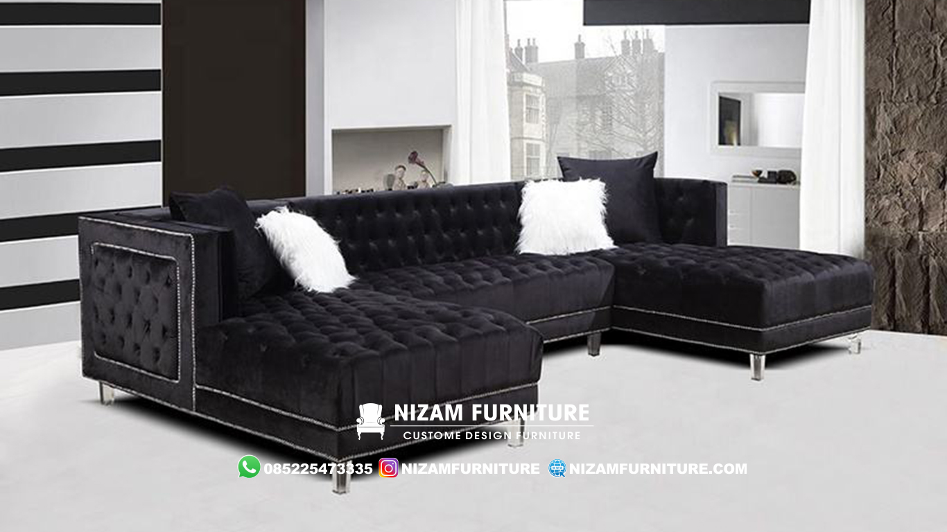 Sofa Ruang Tamu Minimalis Black Rosella Luxury NF5