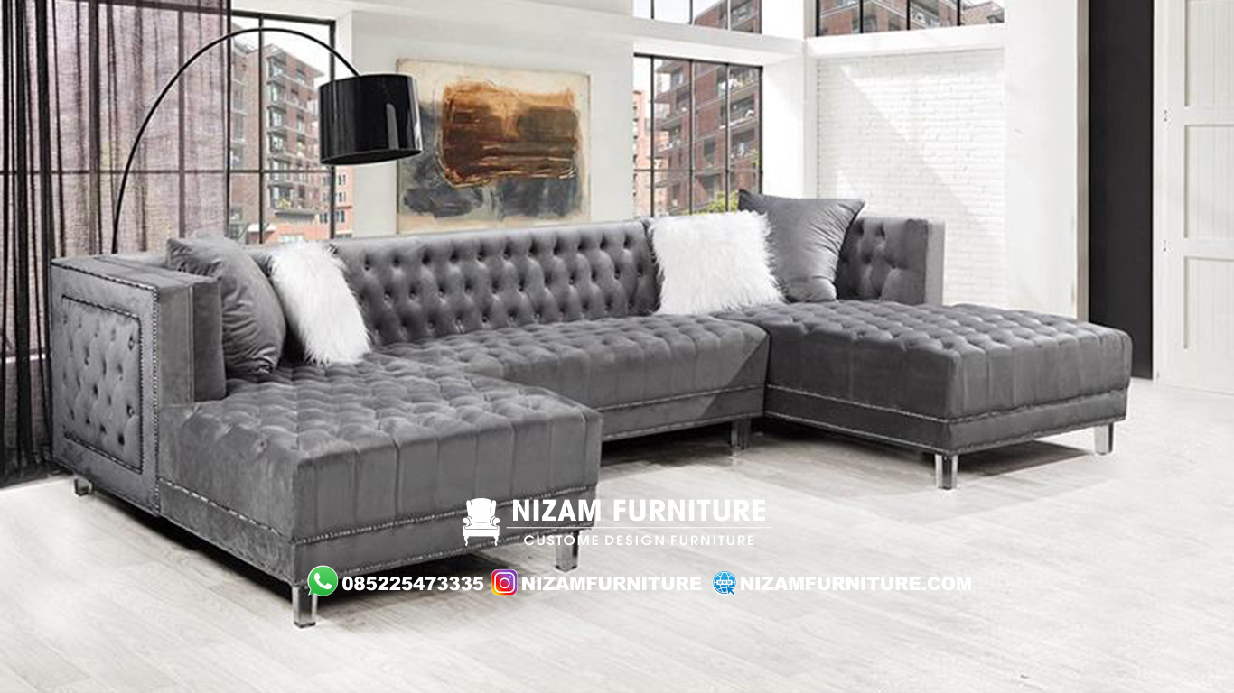 Sofa Ruang Tamu Minimalis Grey Rosella Luxury NF5
