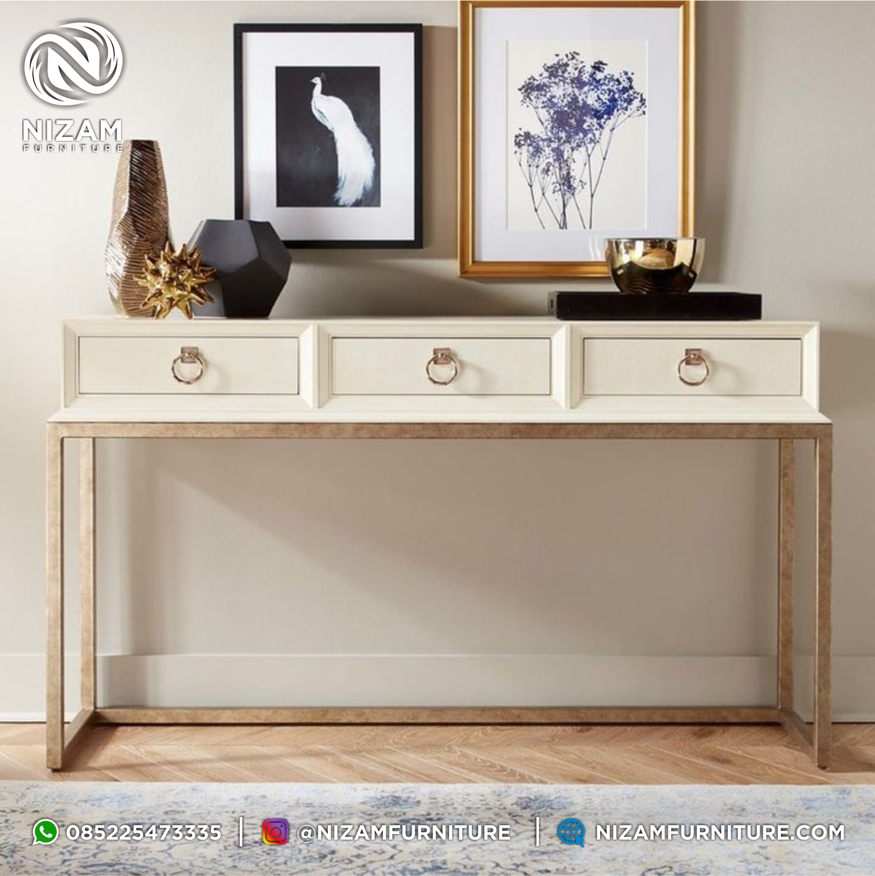 Meja Konsol Jepara Kombinasi Laci Industrial NF54 Meja Konsol Jepara Kombinasi Laci Industrial NF54